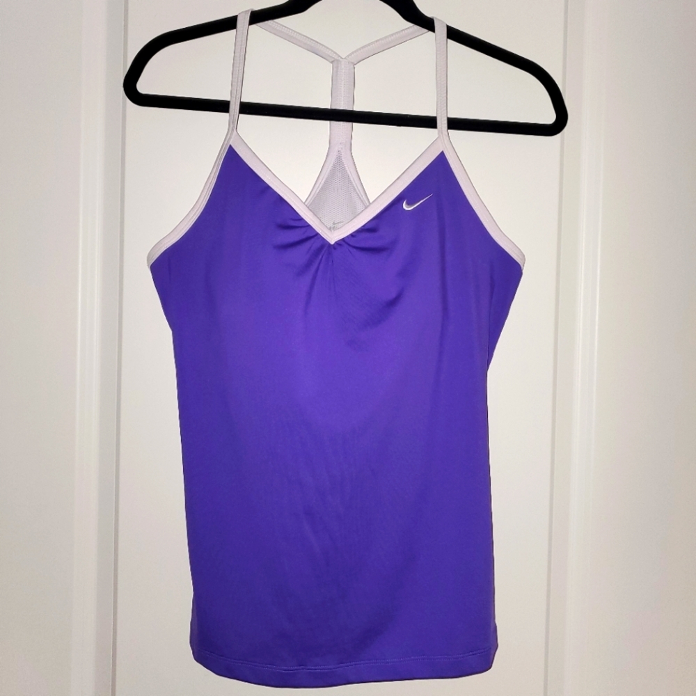 L, Nike Purple Tank, built in support bra, moisture wicking